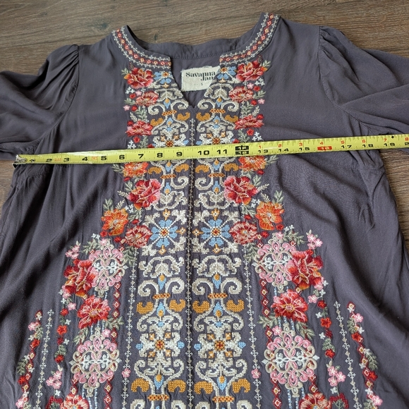 Savanna Jane Embroidered Boho Blouse Small Floral Peasant Top Cottagecore - Picture 7 of 10